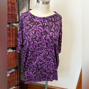 Lularoe purple flower Irma tunic top xs NWT oversized